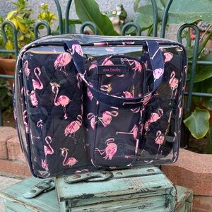 Vera Bradley Flamingo Print Cosmetic Bag - Black and Pink